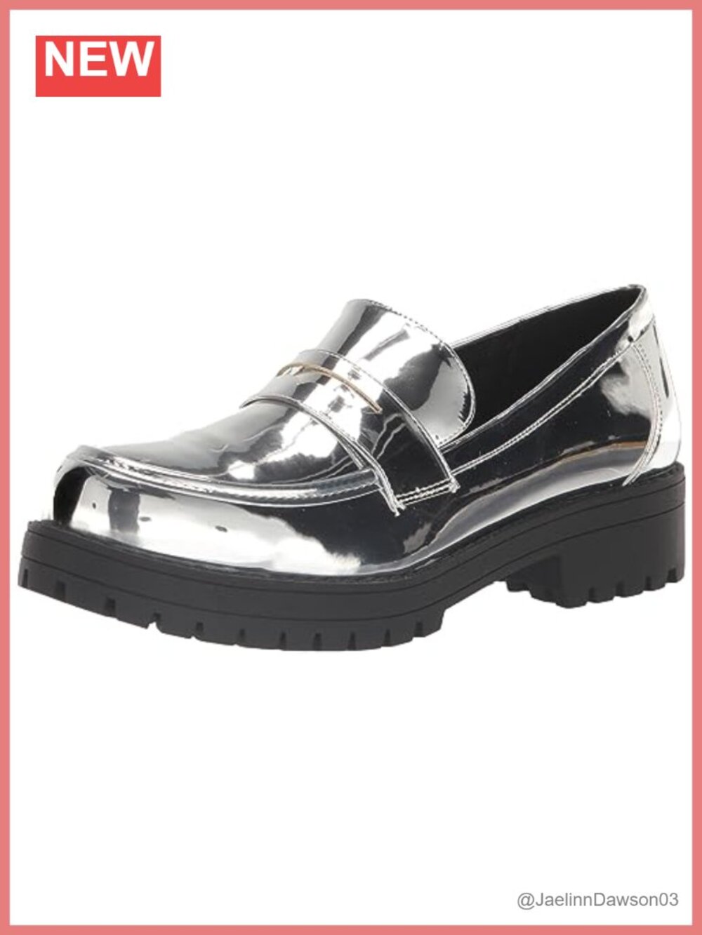 Leather Platform Mocc-On Loafers Low Block Heel Slip Resistant